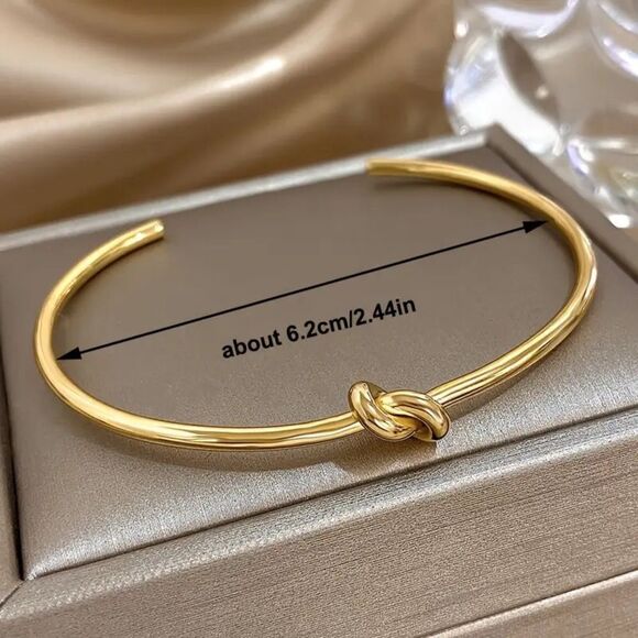 Tie Knot 18K Gold Plated Bangle Cuff Bracelet - Picture 8 of 15